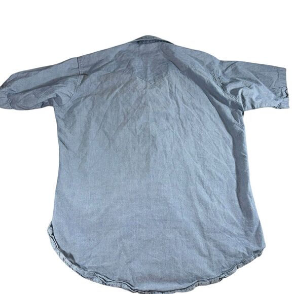 Vintage Flying R Ranch Wear Shirt Mens 17 Blue Blue Pearl Snap Western USA‎ - Picture 4 of 9
